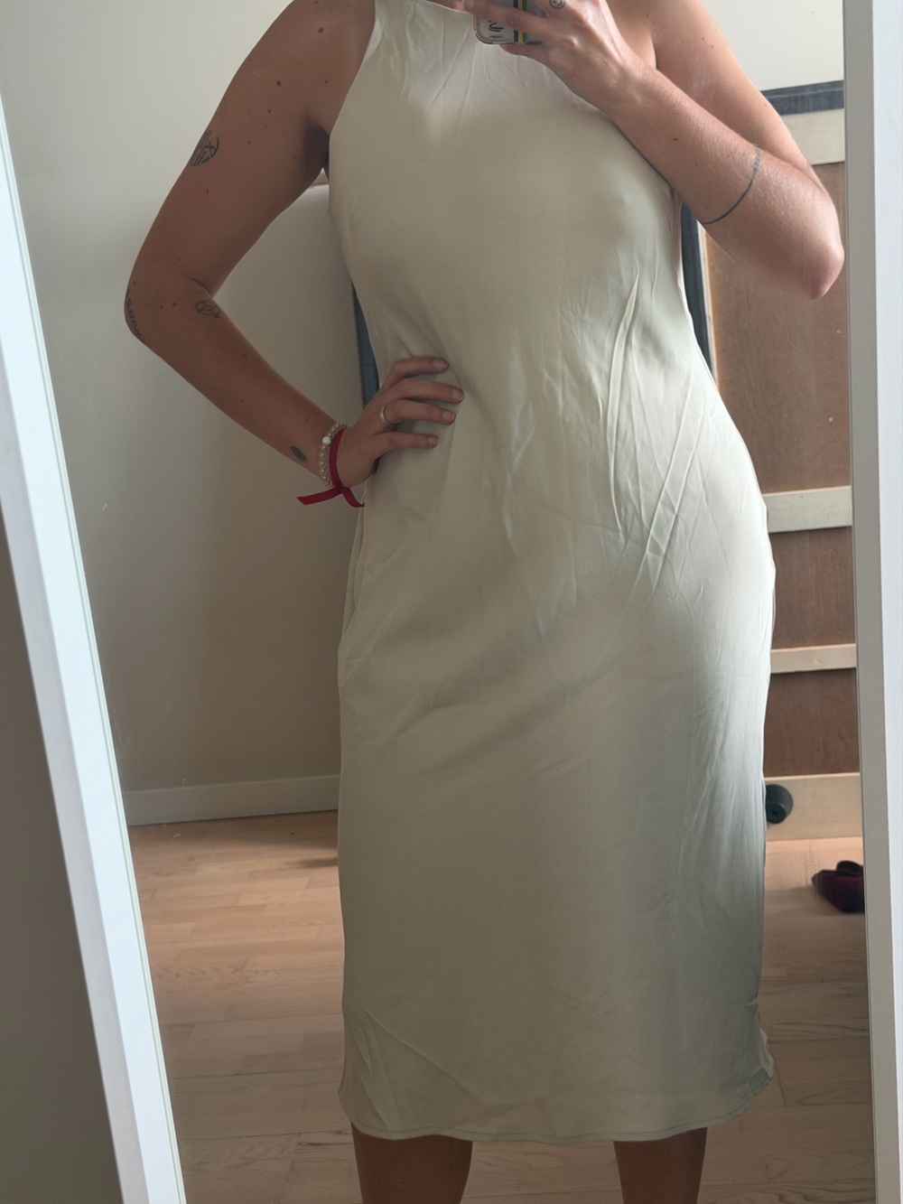 Minimal Cream Halter Midi Dress